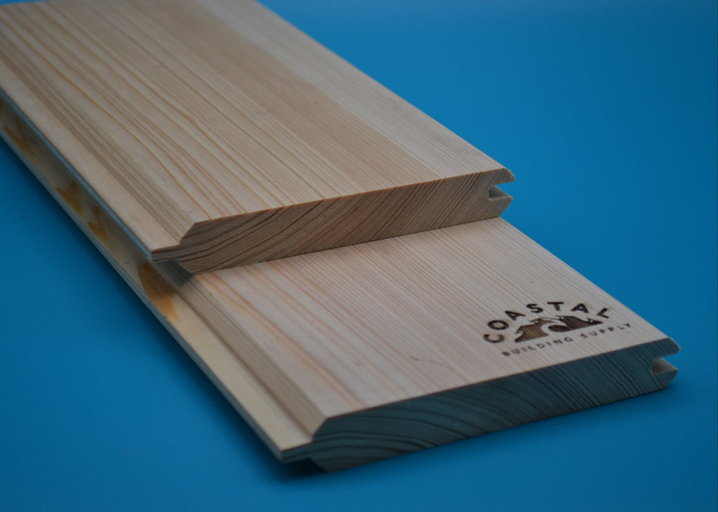 1 x 6 Cypress Select (T&G V-Groove) on a blue background