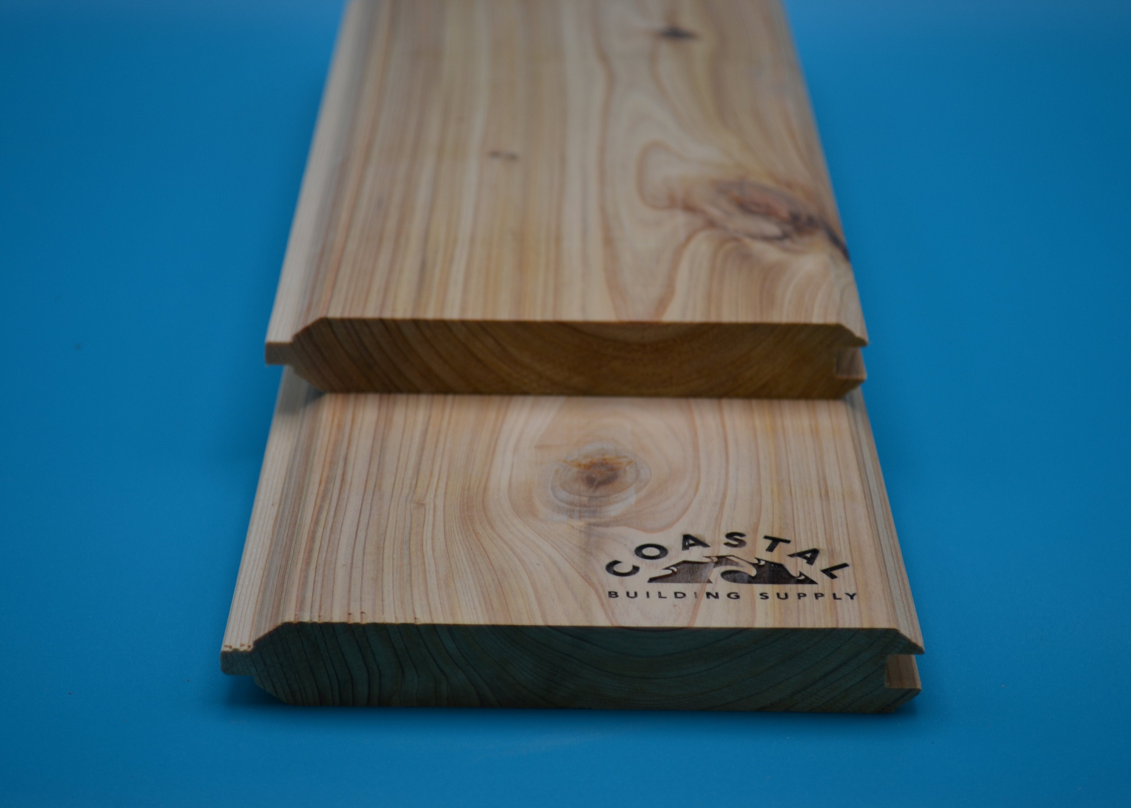 1 x 6 Cypress #2 (T&G V-Groove) on blue background