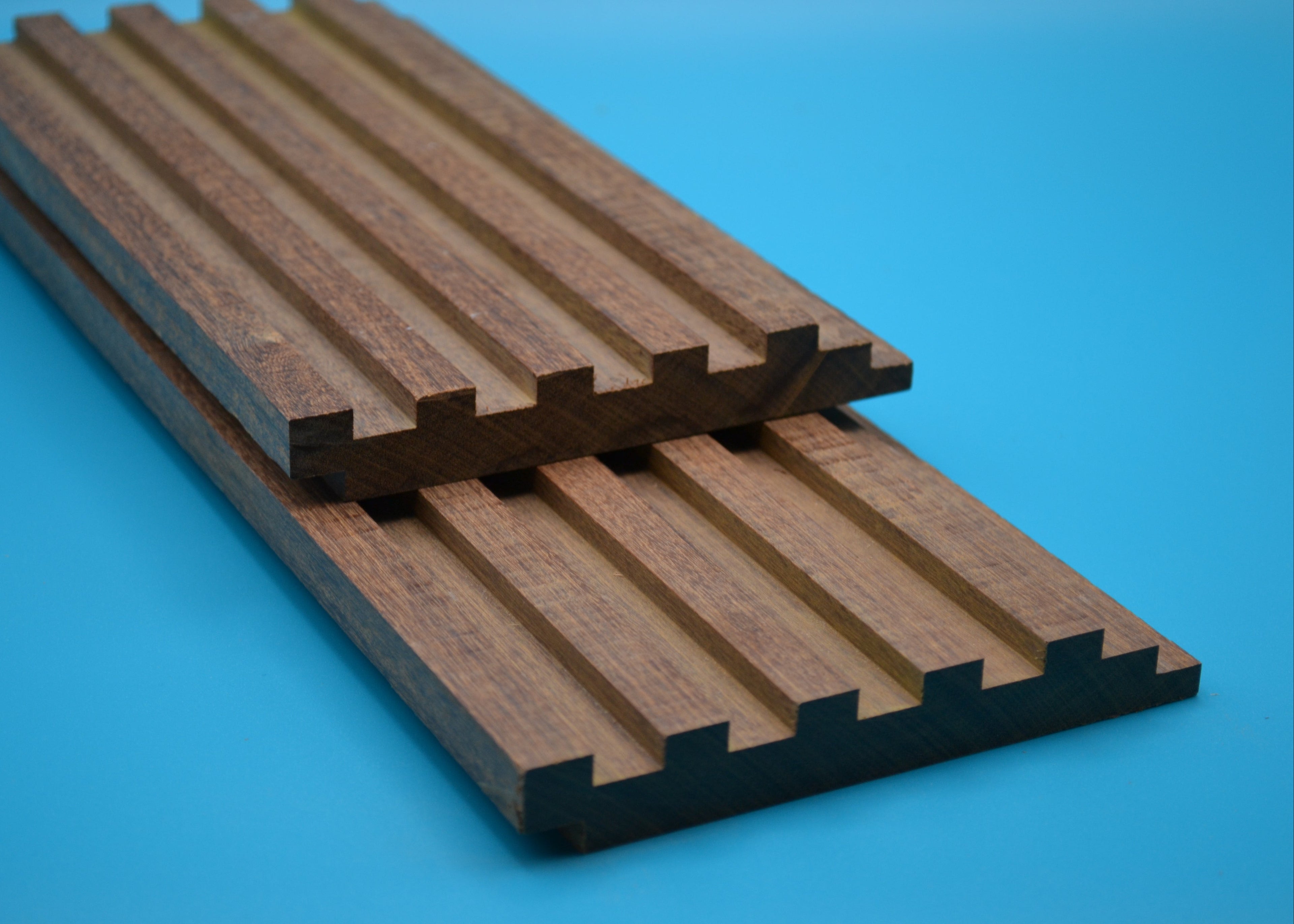 Ipe 1x6 Piano Key Planks on blue background