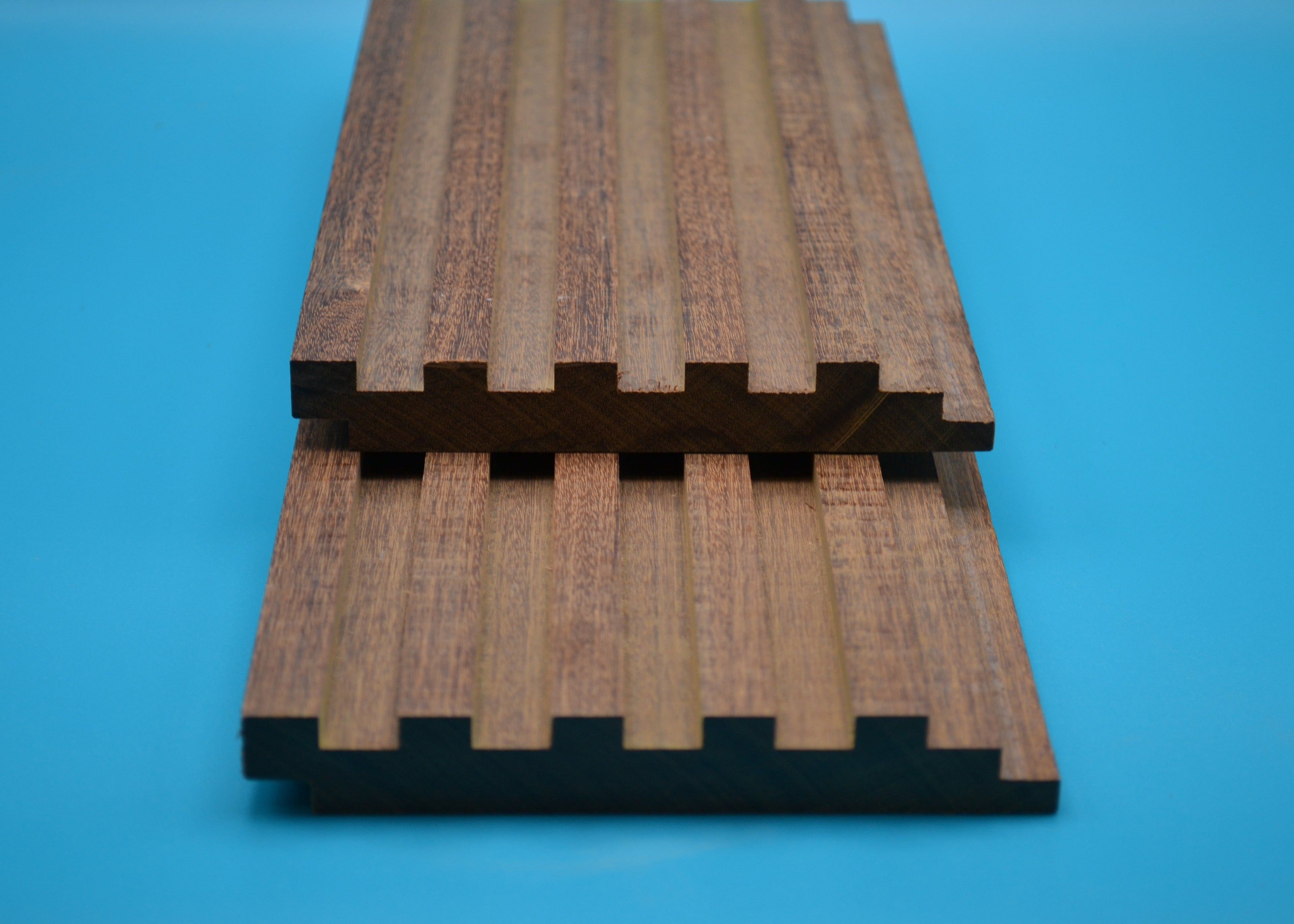 Ipe 1x6 Piano Key Planks on blue background