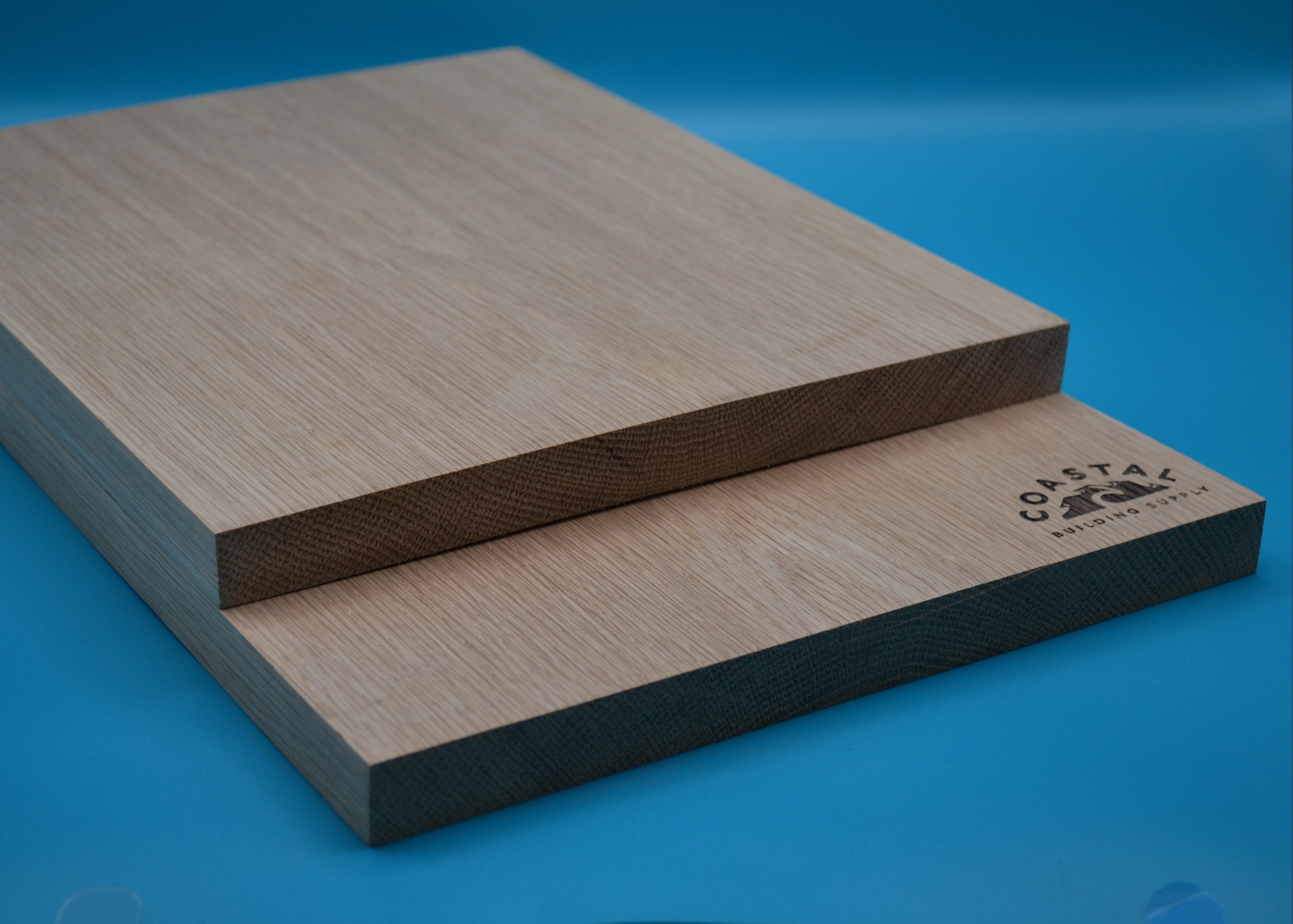1 x 12 White Oak Wood on blue background