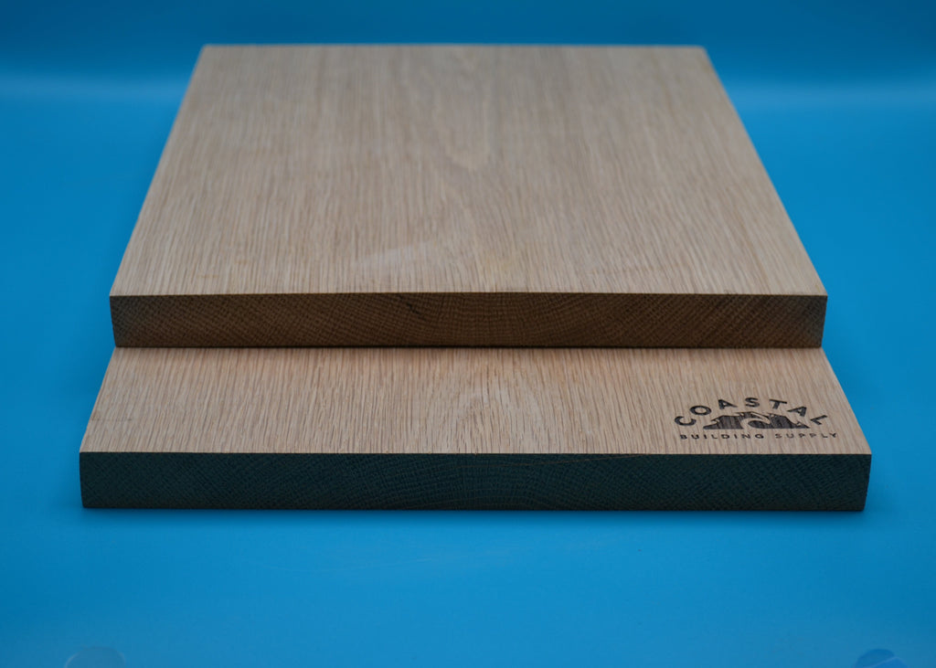 1 x 12 White Oak Wood on blue background