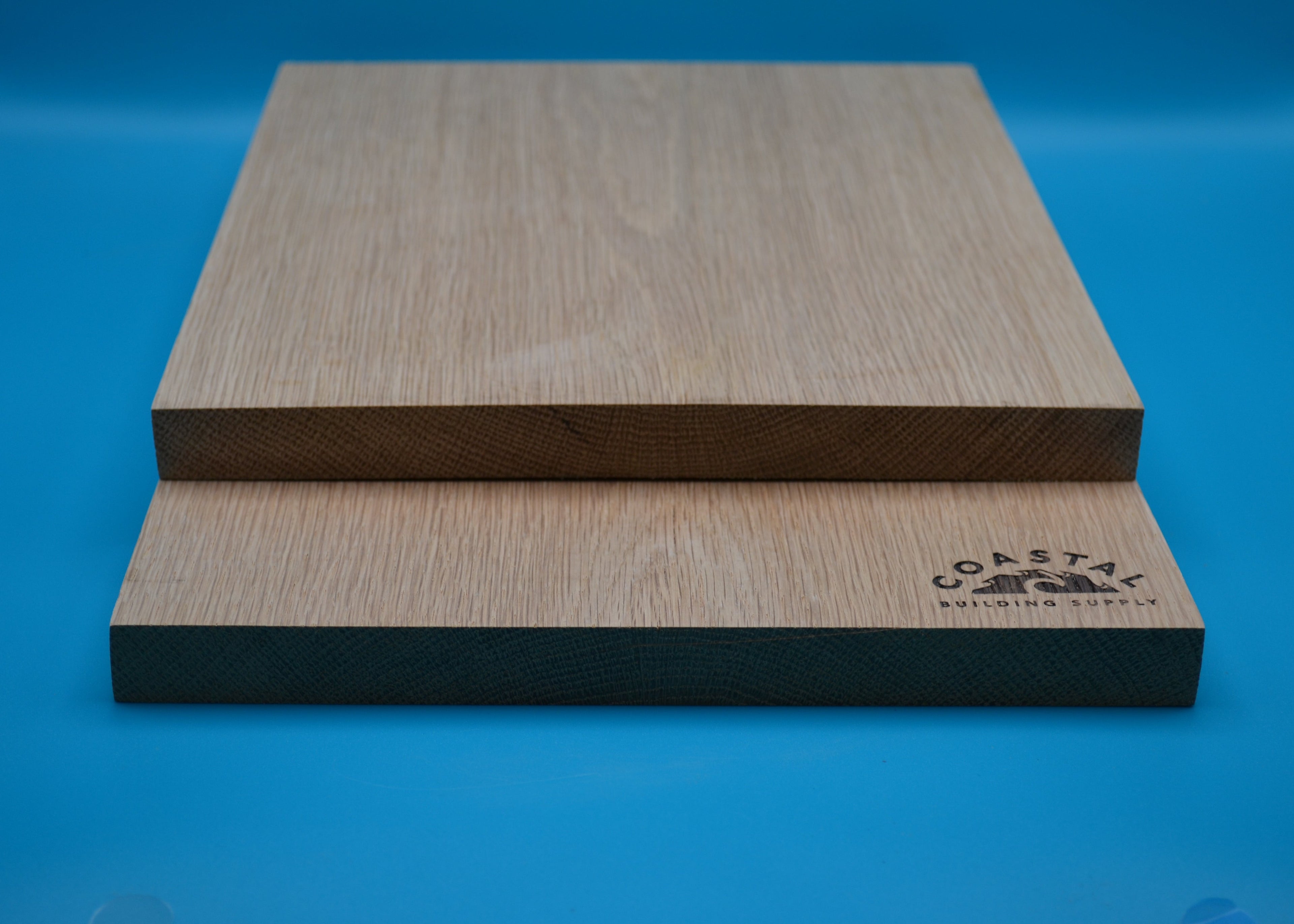 1 x 12 White Oak Wood on blue background
