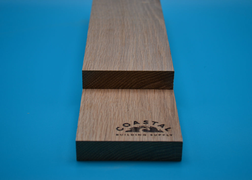 1 x 4 White Oak Wood on blue background