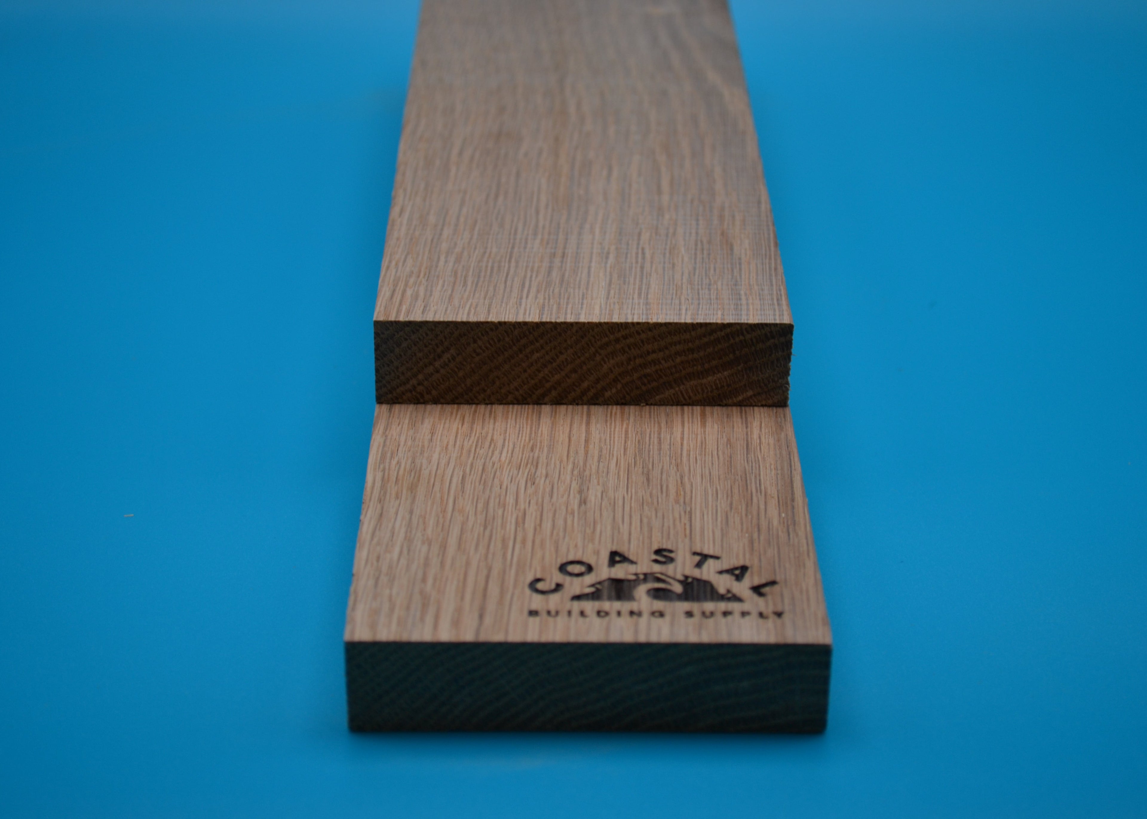 1 x 4 White Oak Wood on blue background