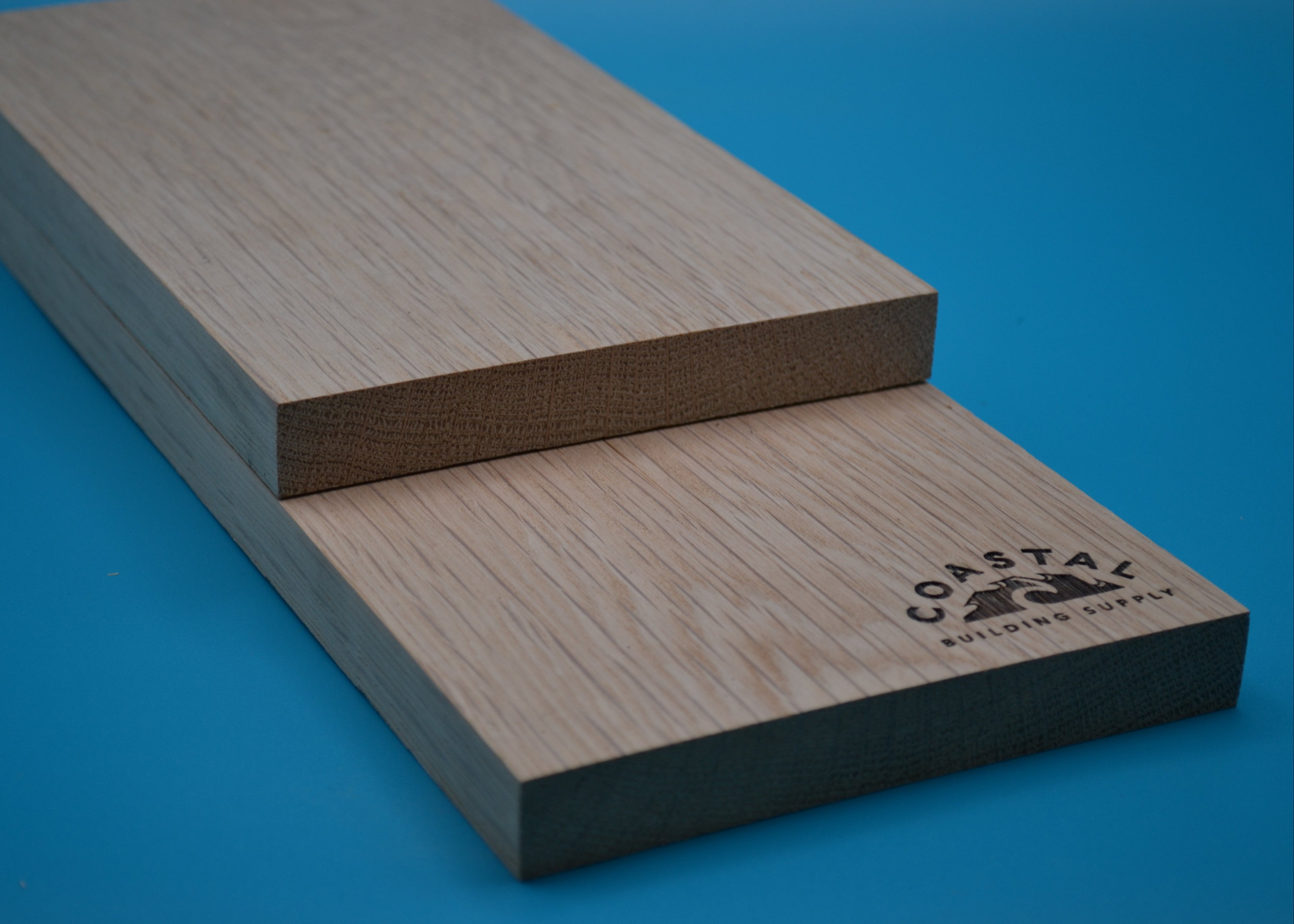 1 x 6 White Oak Wood on blue background