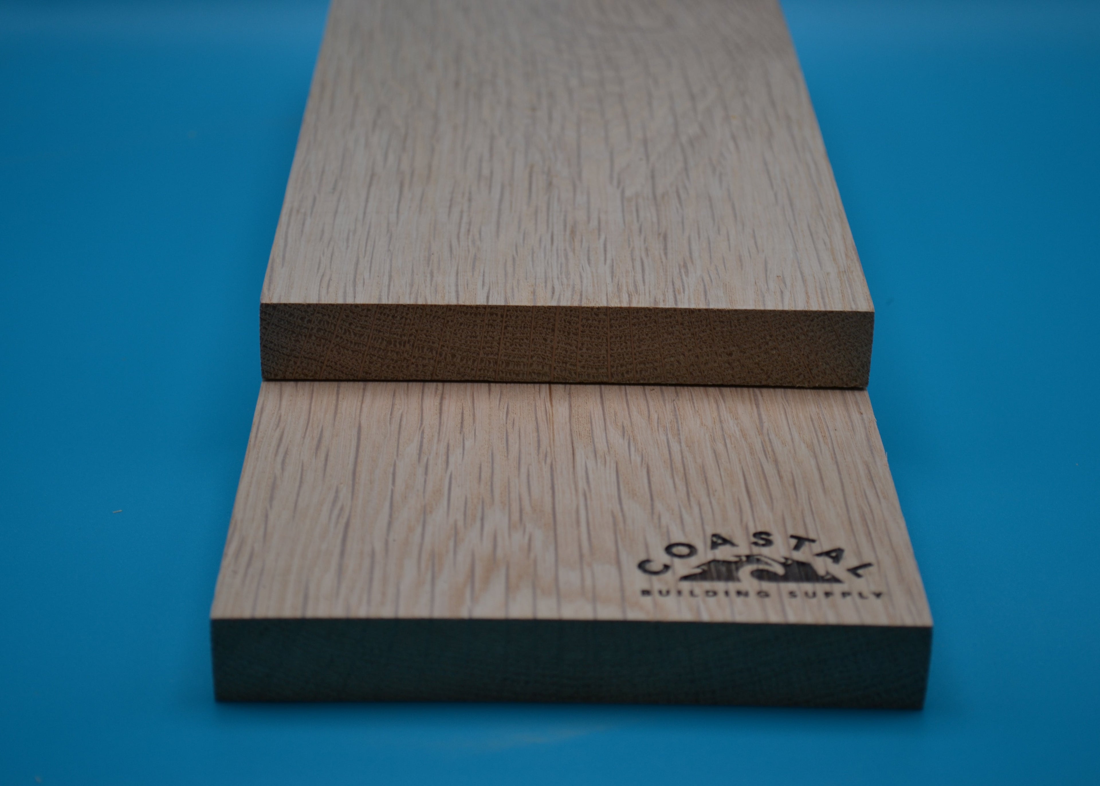 1 x 6 White Oak Wood on blue background