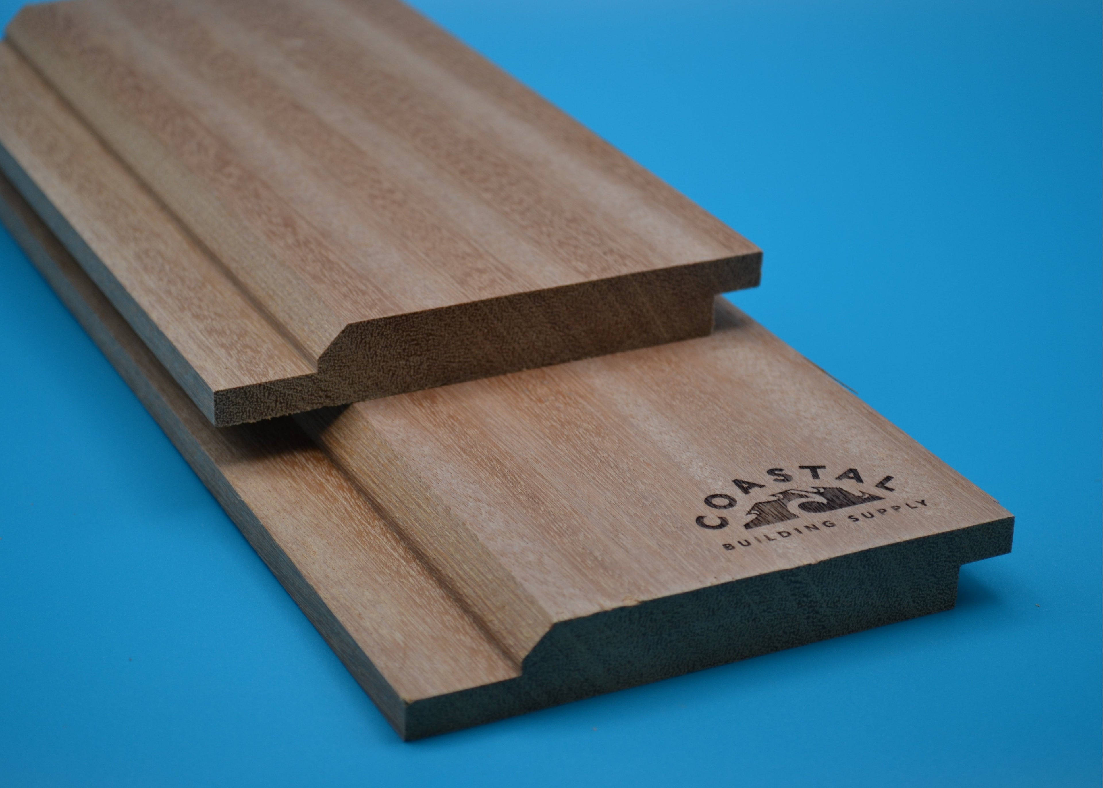 Yellow Balau 1x6 K-Lap Planks on blue background