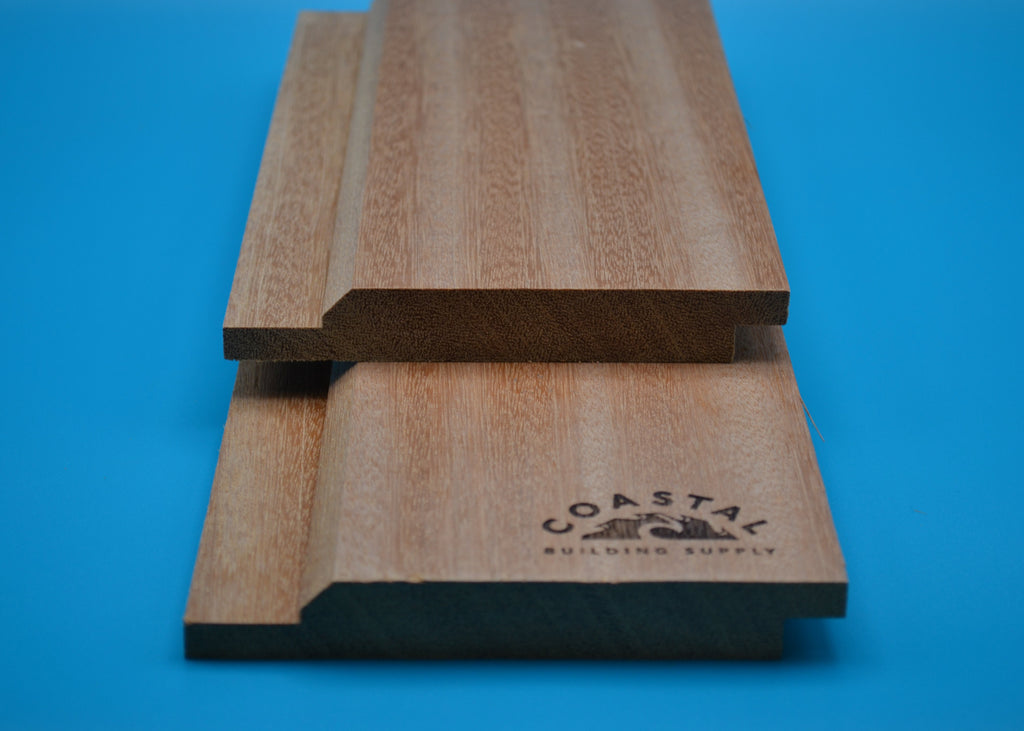 Yellow Balau 1x6 K-Lap Planks on blue background